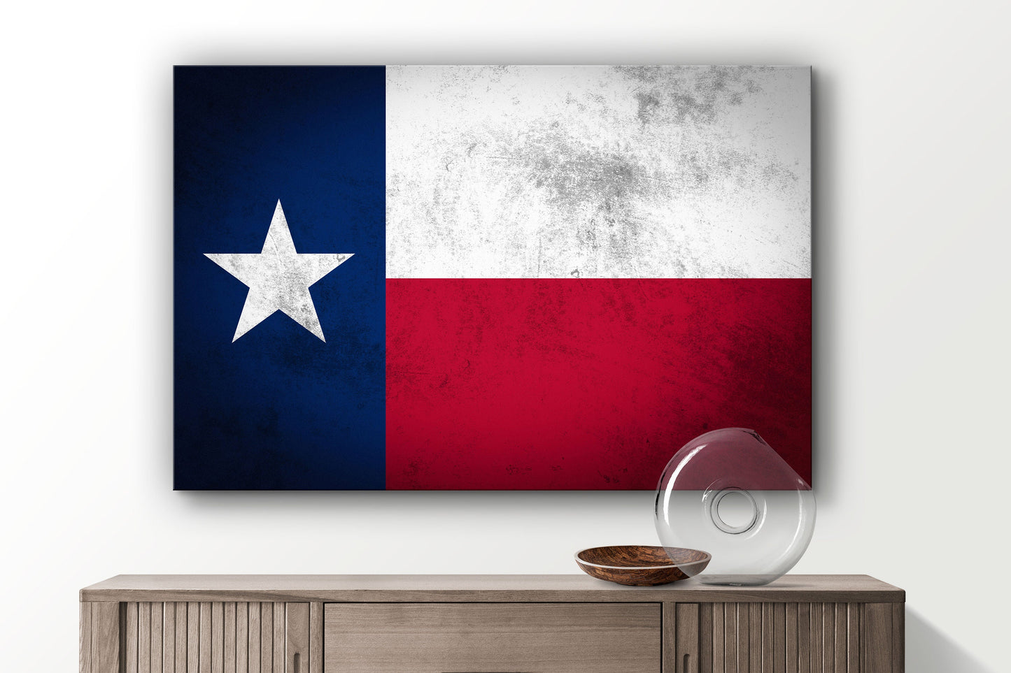 Texas Grungy Flag Large Glass Wall Art