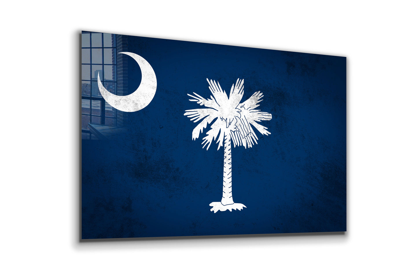 South Carolina Grungy Flag Large Glass Wall Art