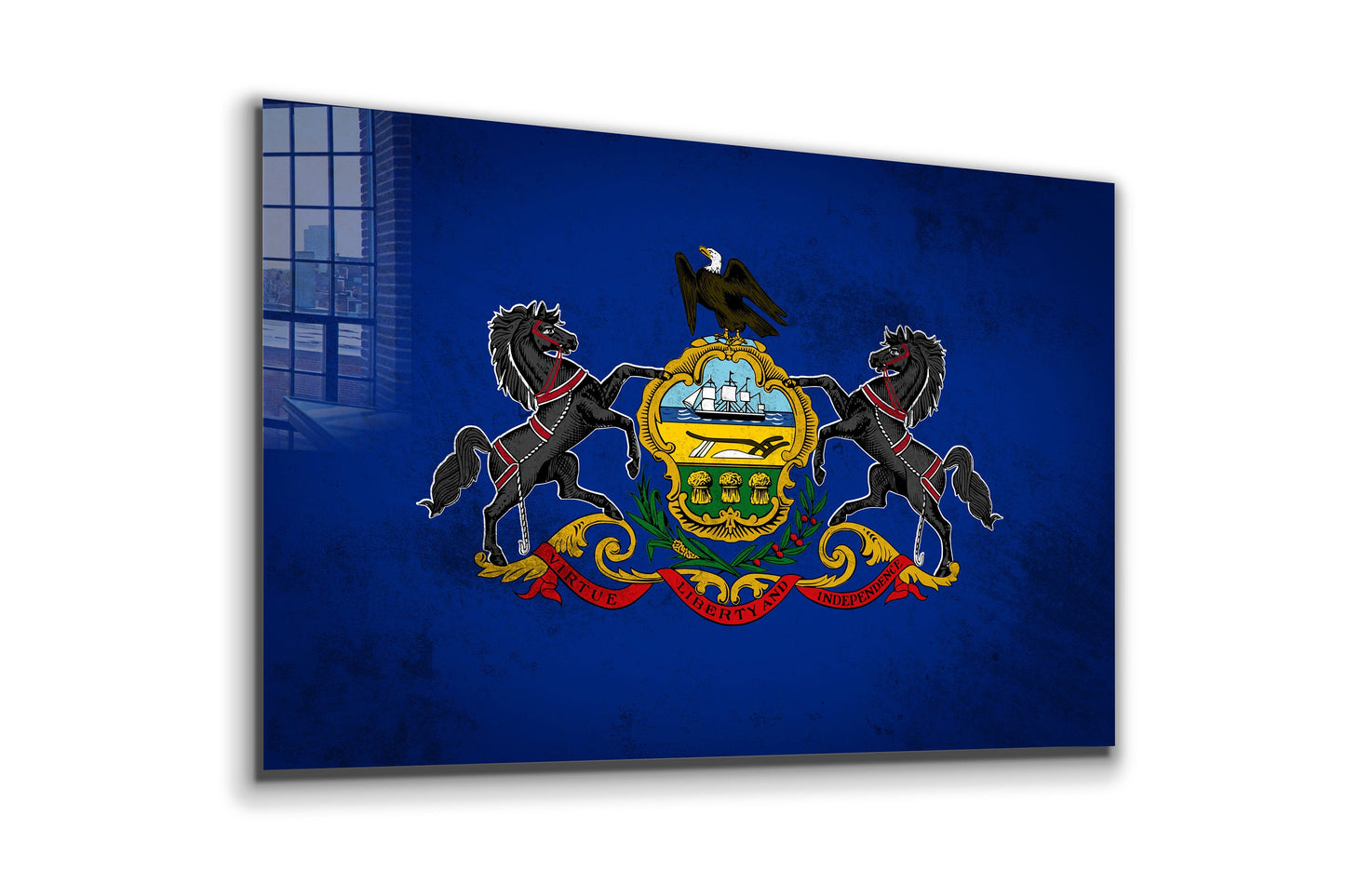 Pennsylvania Grungy Flag, Large Glass Wall Art