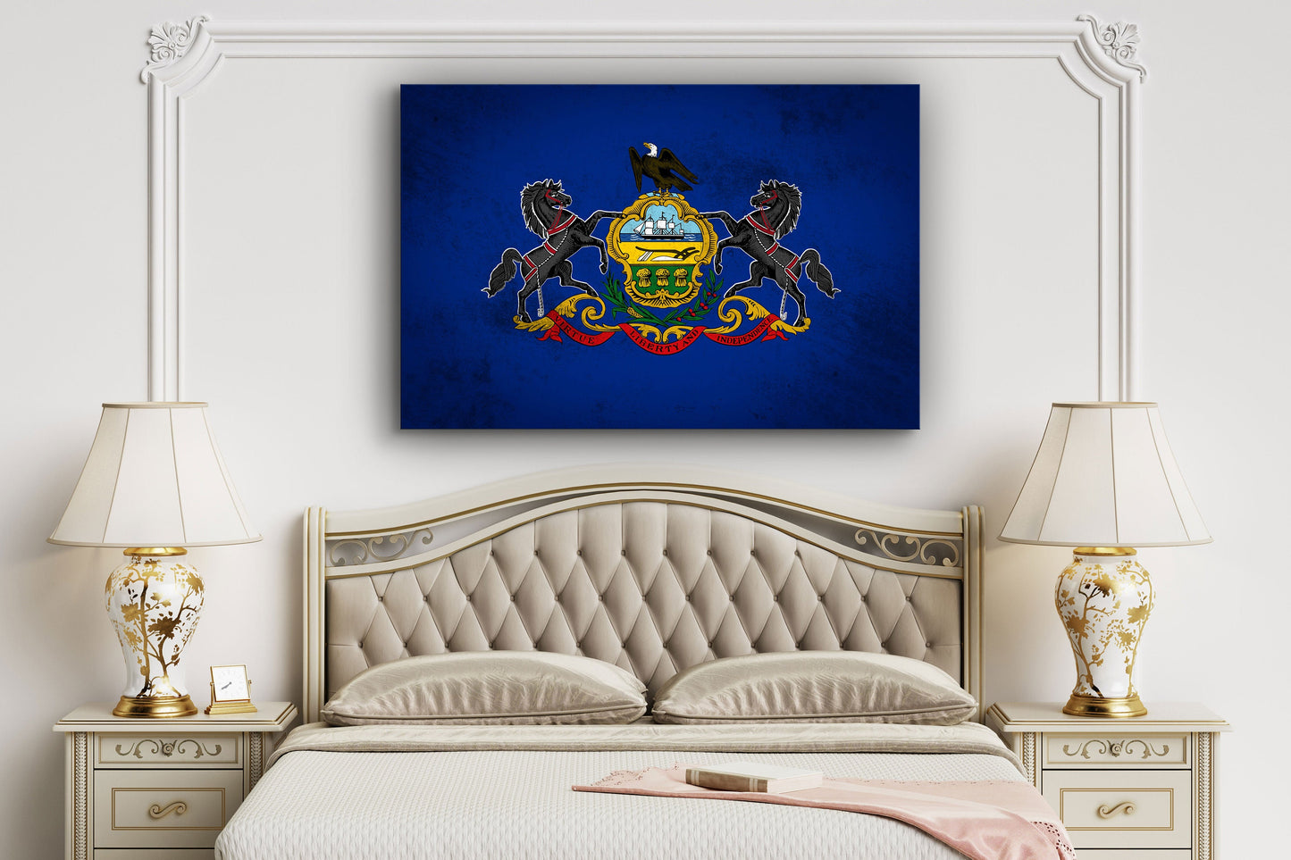 Pennsylvania Grungy Flag, Large Glass Wall Art