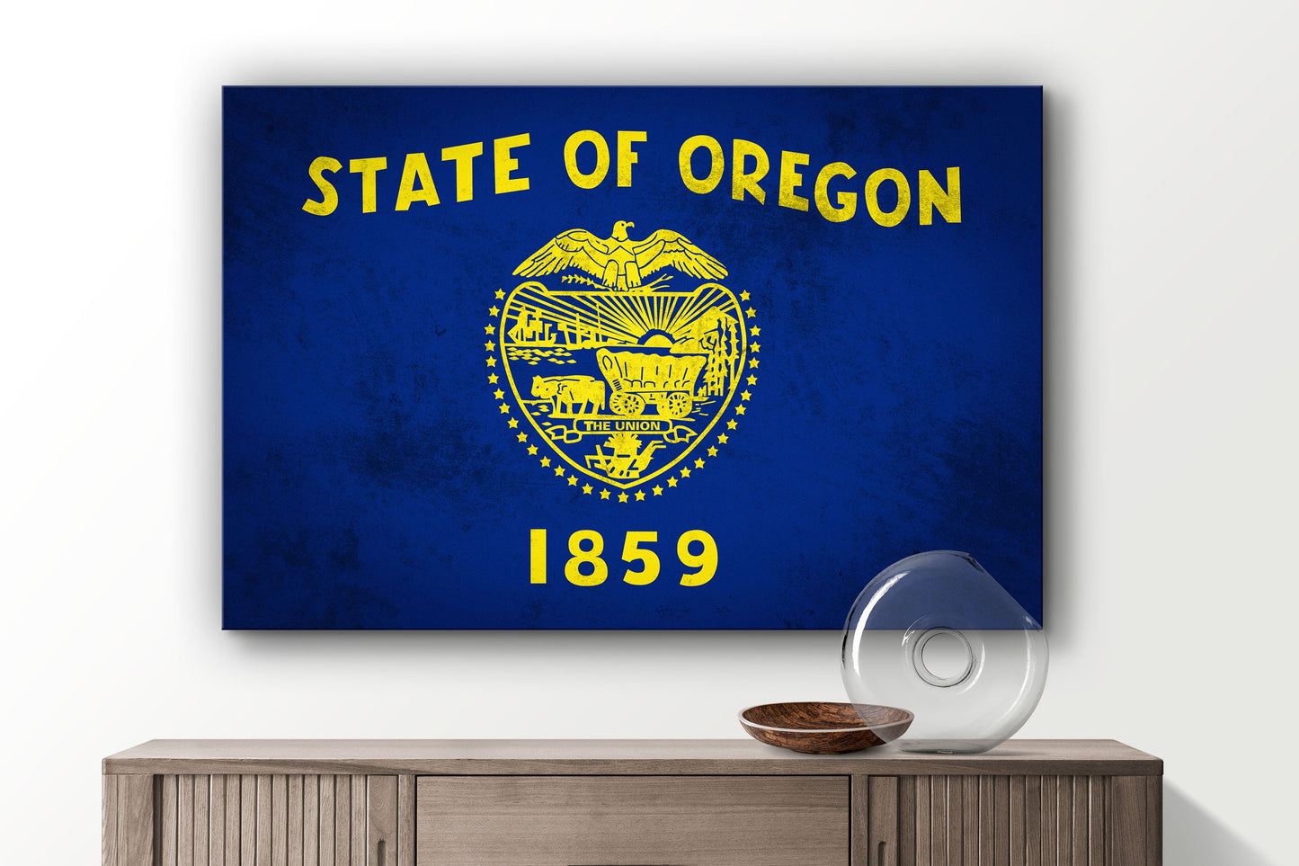 Oregon Grungy Flag, Large Glass Wall Art