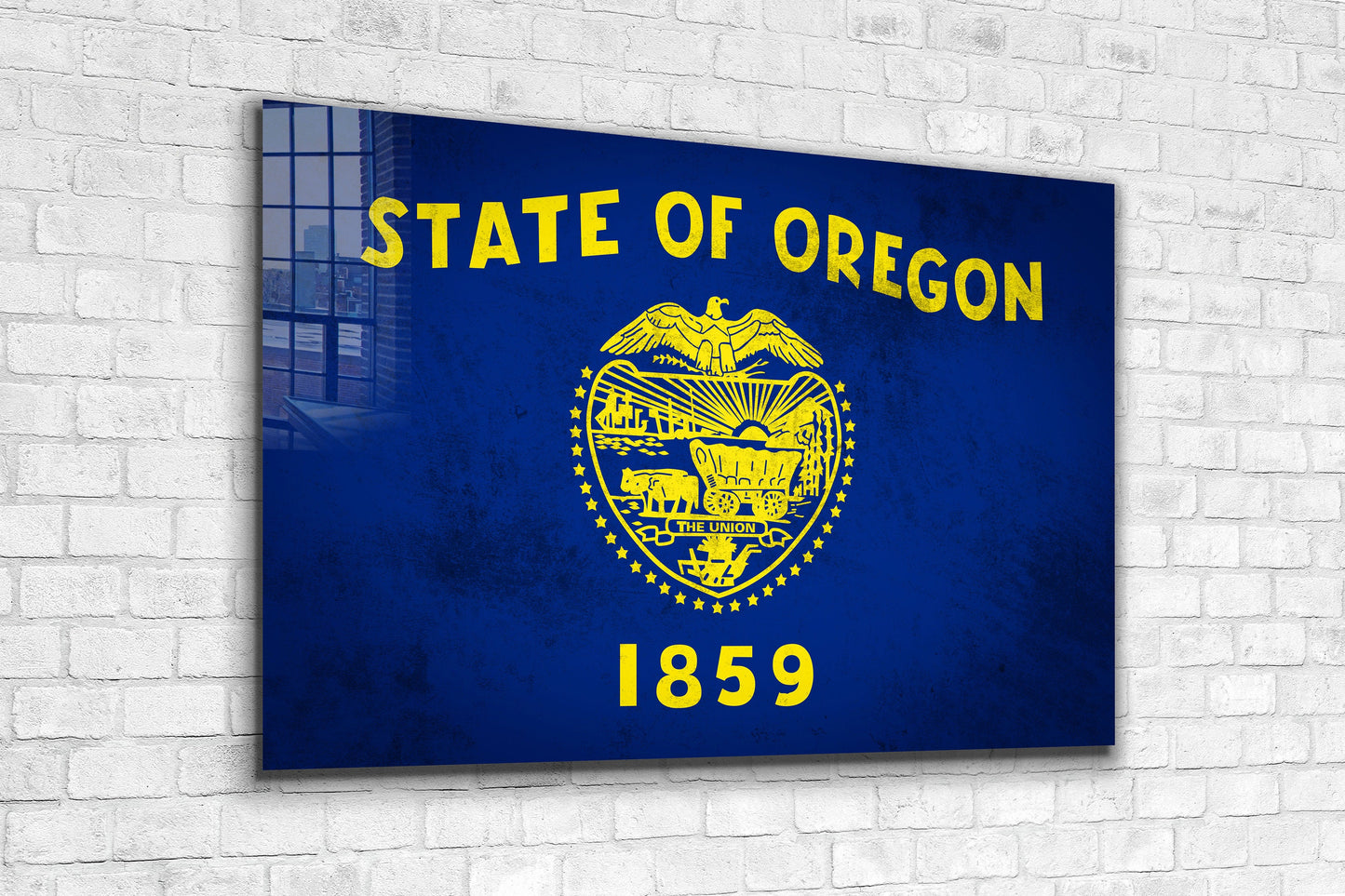 Oregon Grungy Flag, Large Glass Wall Art