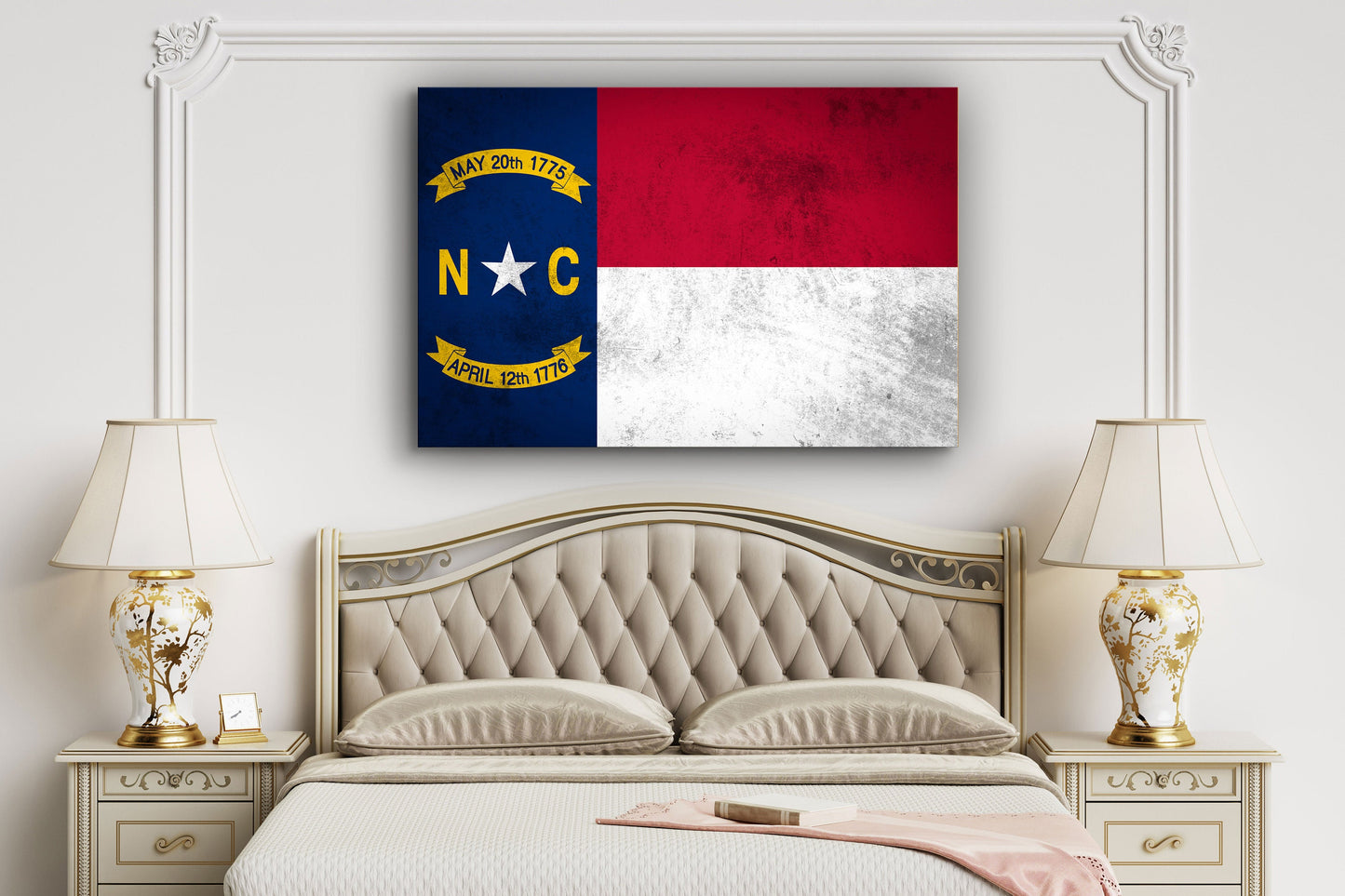 North Carolina Grungy Flag, Large Glass Wall Art