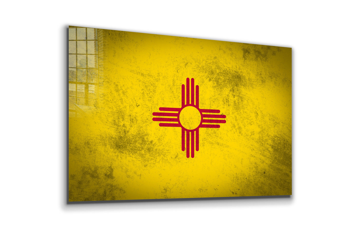 New Mexico Grungy Flag, Large Glass Wall Art
