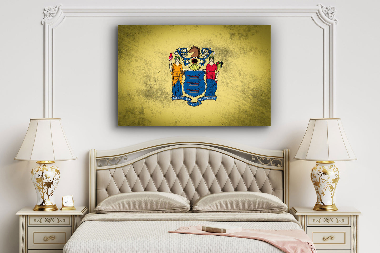 New Jersey Grungy Flag, Large Glass Wall Art