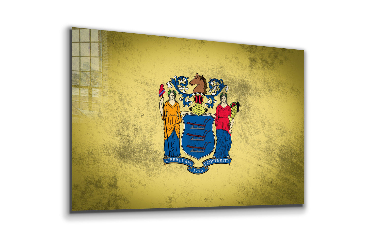 New Jersey Grungy Flag, Large Glass Wall Art
