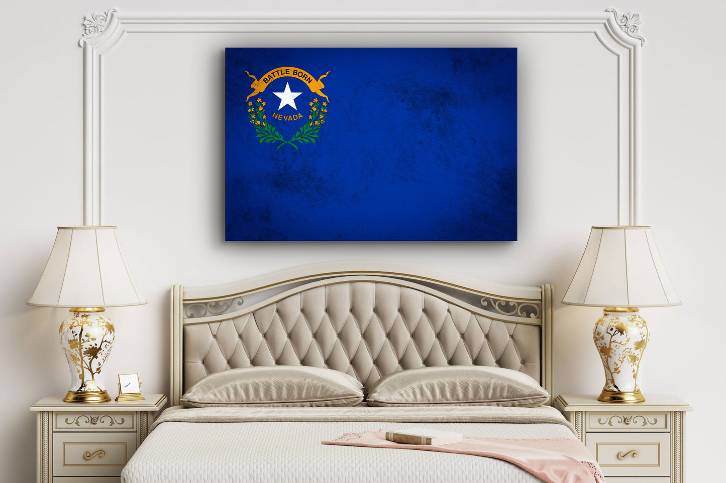 Nevada Grungy Flag, Large Glass Wall Art