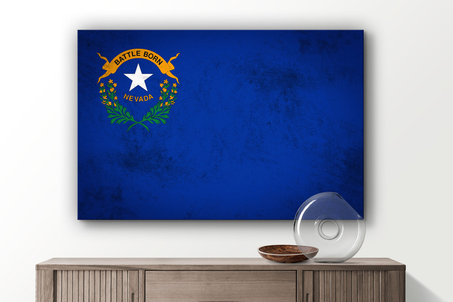 Nevada Grungy Flag, Large Glass Wall Art