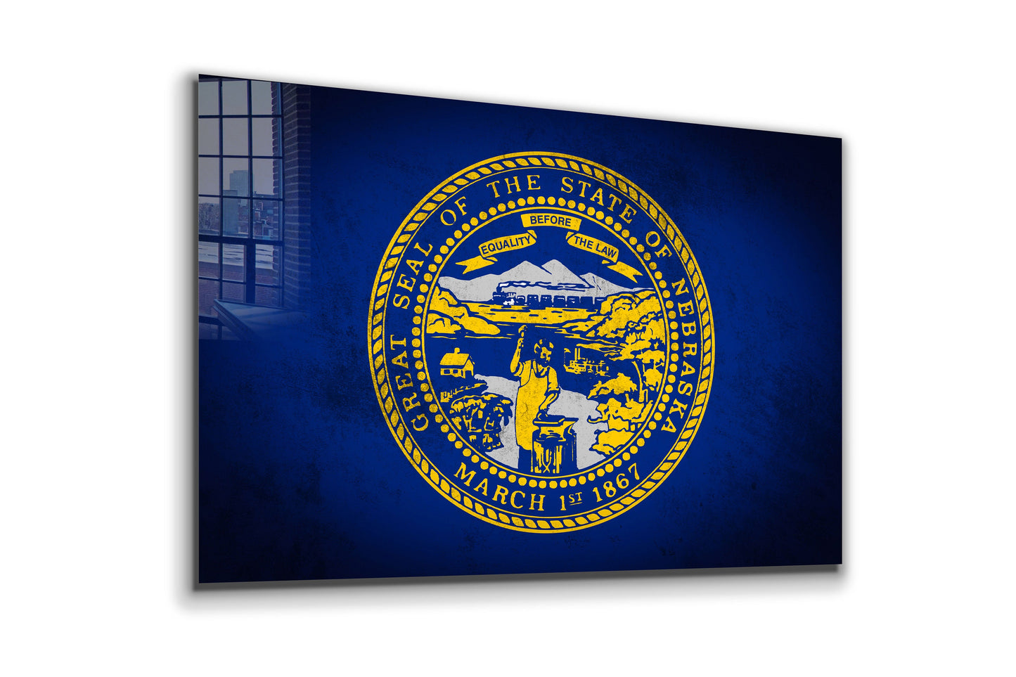 Nebraska Grungy Flag, Large Glass Wall Art