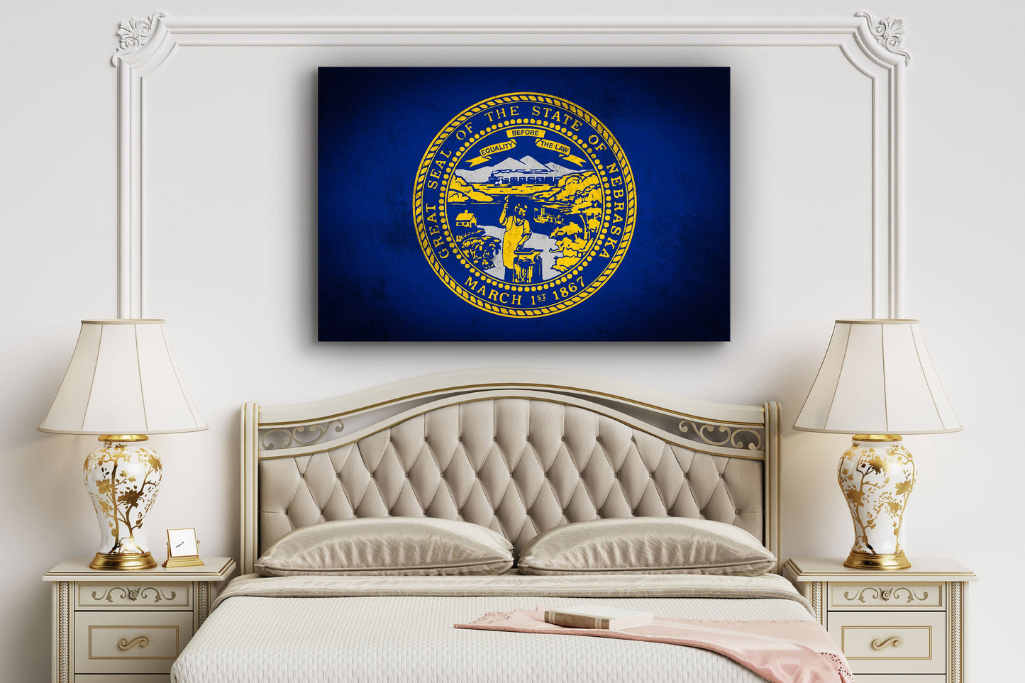 Nebraska Grungy Flag, Large Glass Wall Art