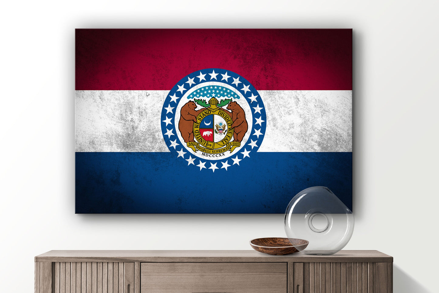 Missouri Grungy Flag, Large Glass Wall Art