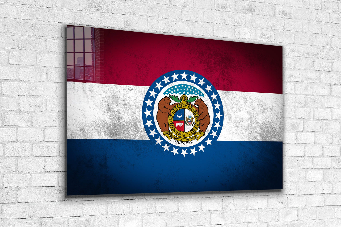 Missouri Grungy Flag, Large Glass Wall Art
