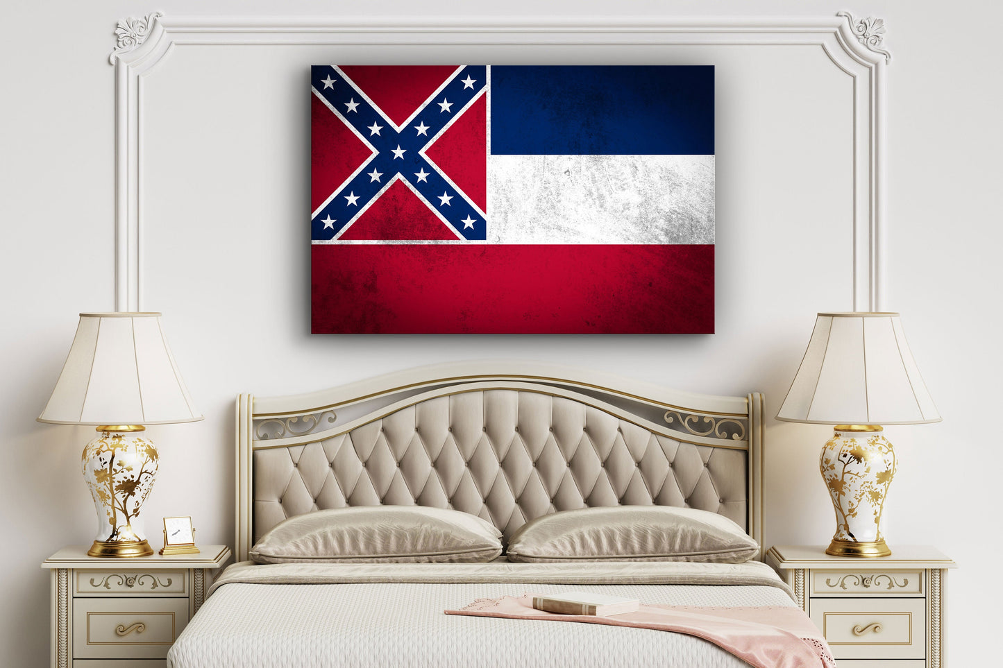 Mississippi Grungy Flag, Large Glass Wall Art