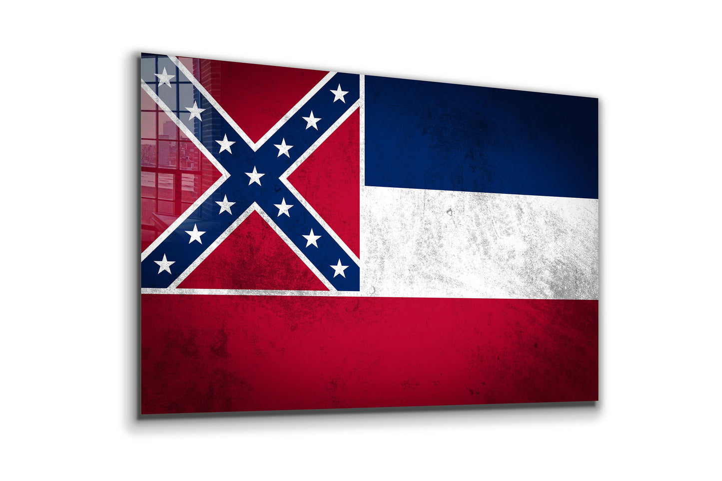 Mississippi Grungy Flag, Large Glass Wall Art