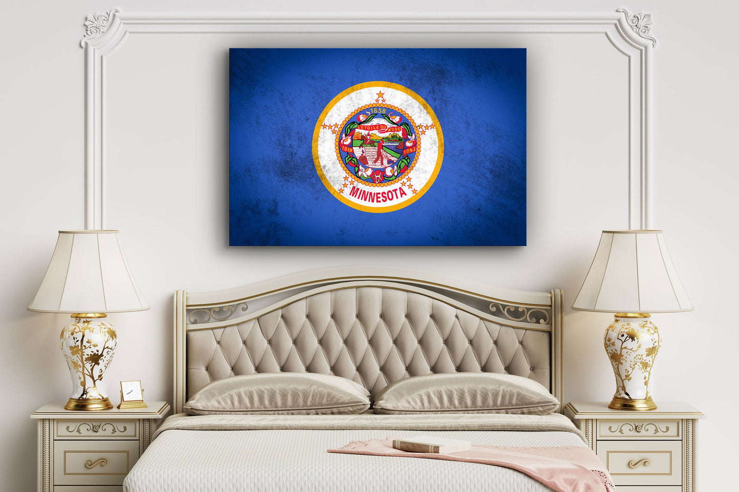 Minnesota Grungy Flag, Large Glass Wall Art