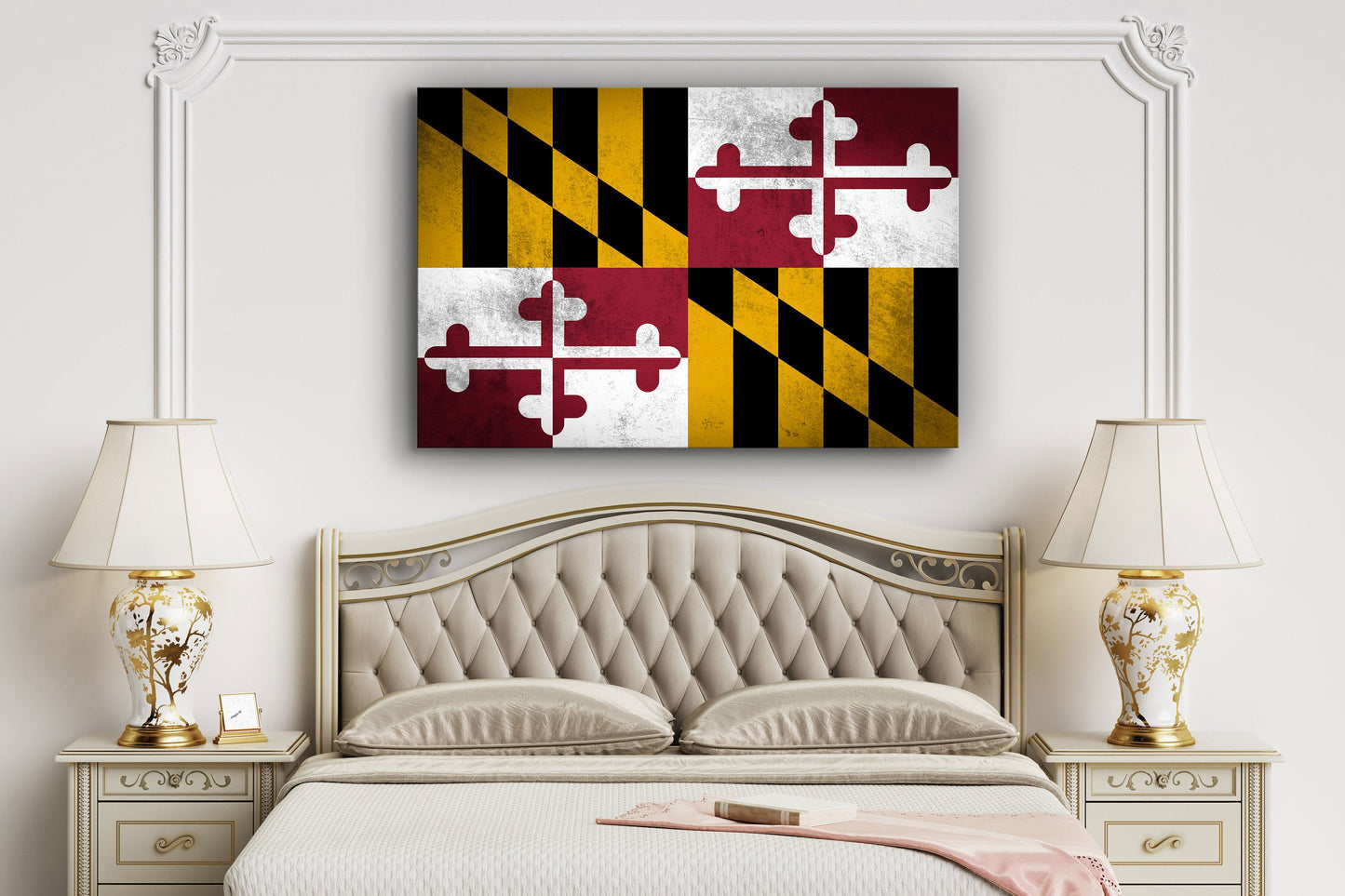 Maryland Grungy Flag, Large Glass Wall Art