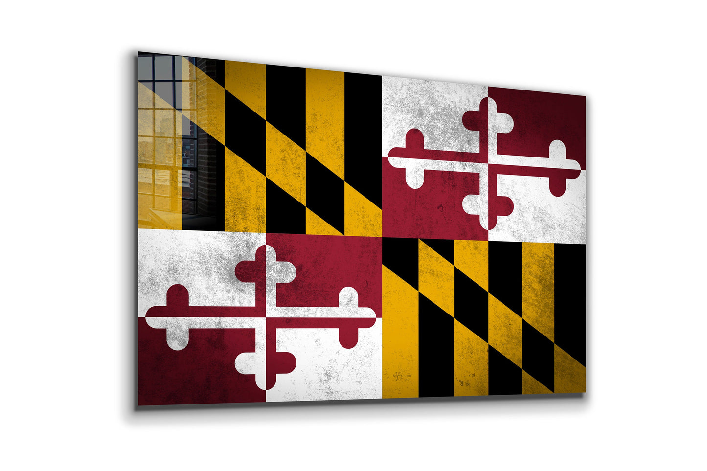Maryland Grungy Flag, Large Glass Wall Art