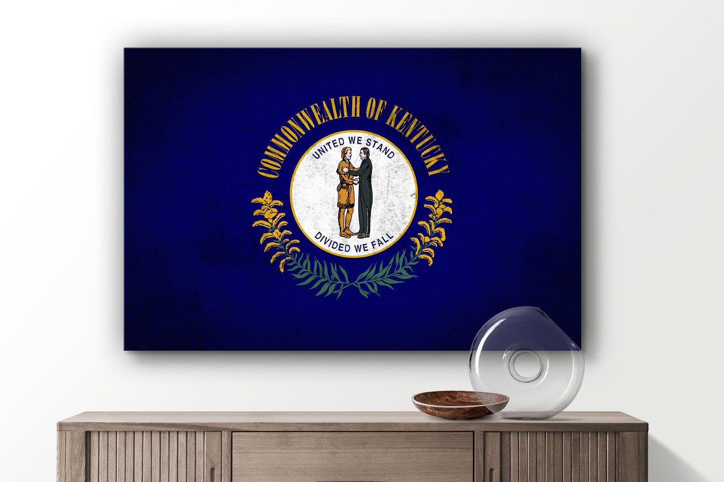 Kentucky Grungy Flag, Large Glass Wall Art