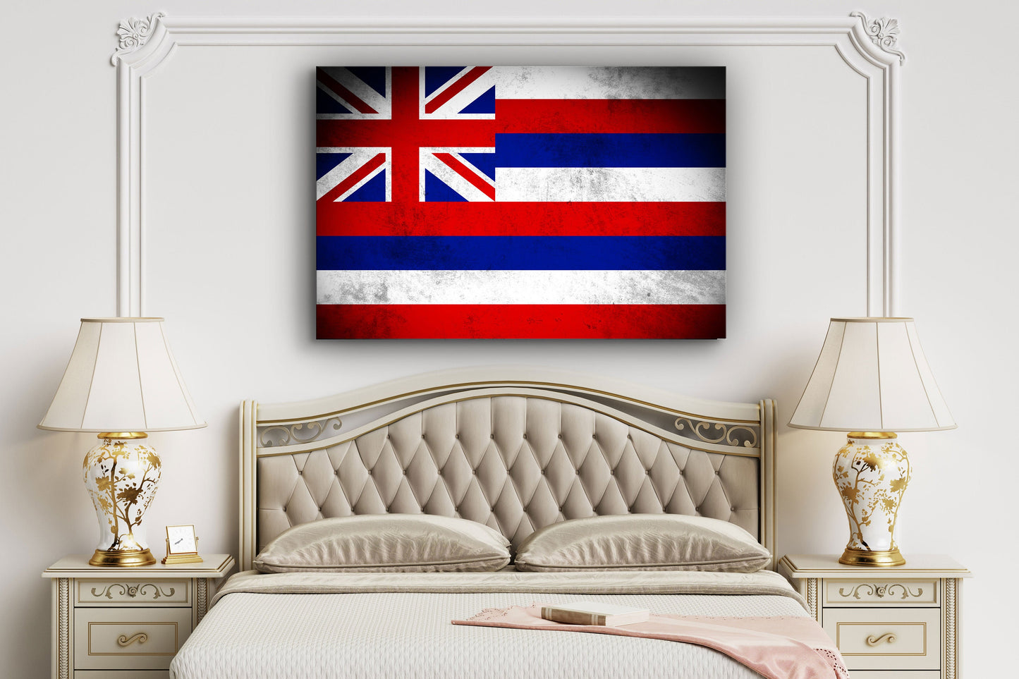 Hawaii Grungy Flag, Large Glass Wall Art