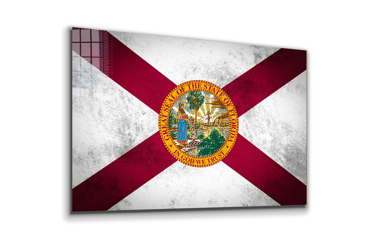 Florida Grungy Flag, Large Glass Wall Art