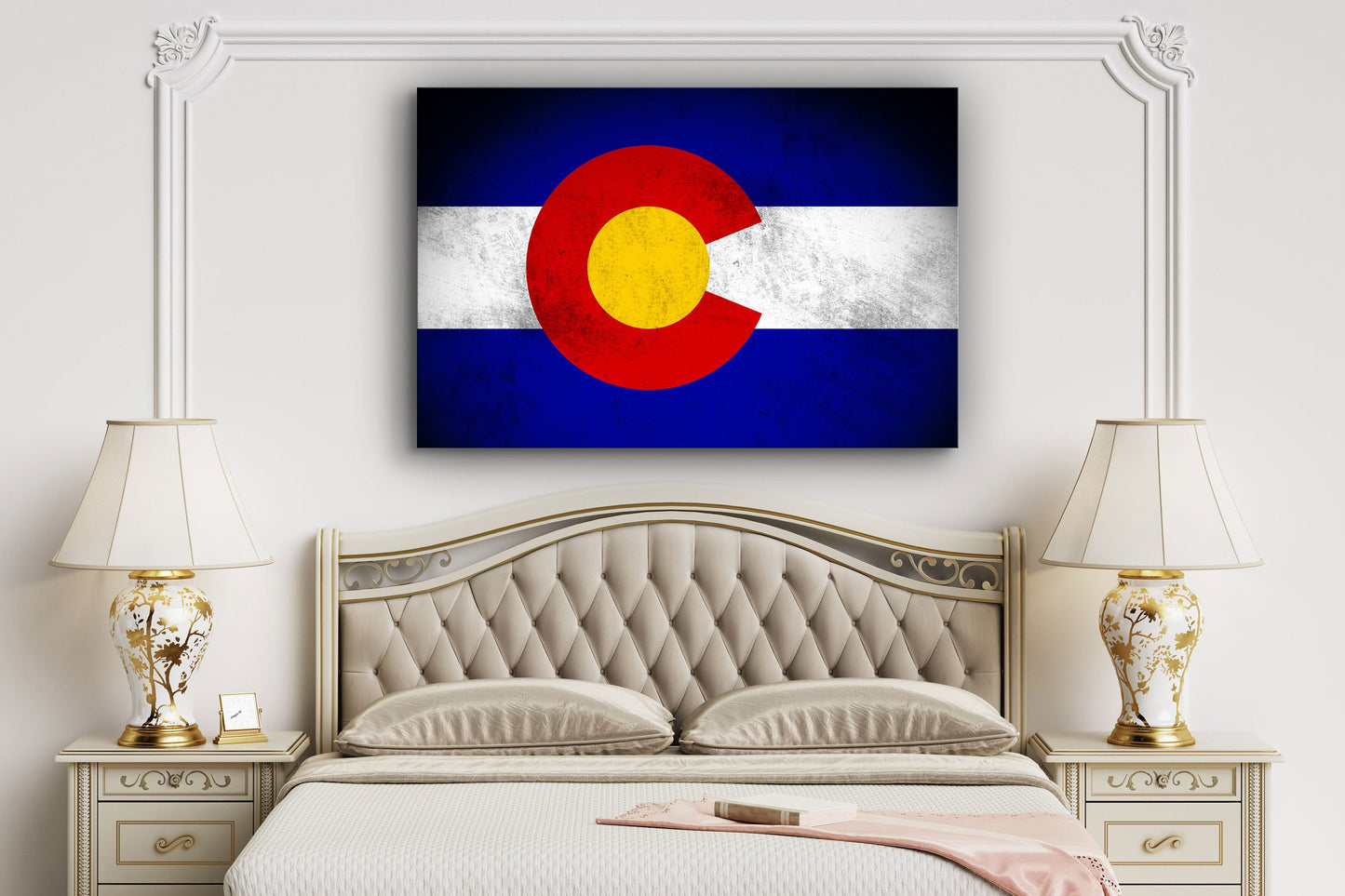 Colorado Grungy Flag, Large Glass Wall Art
