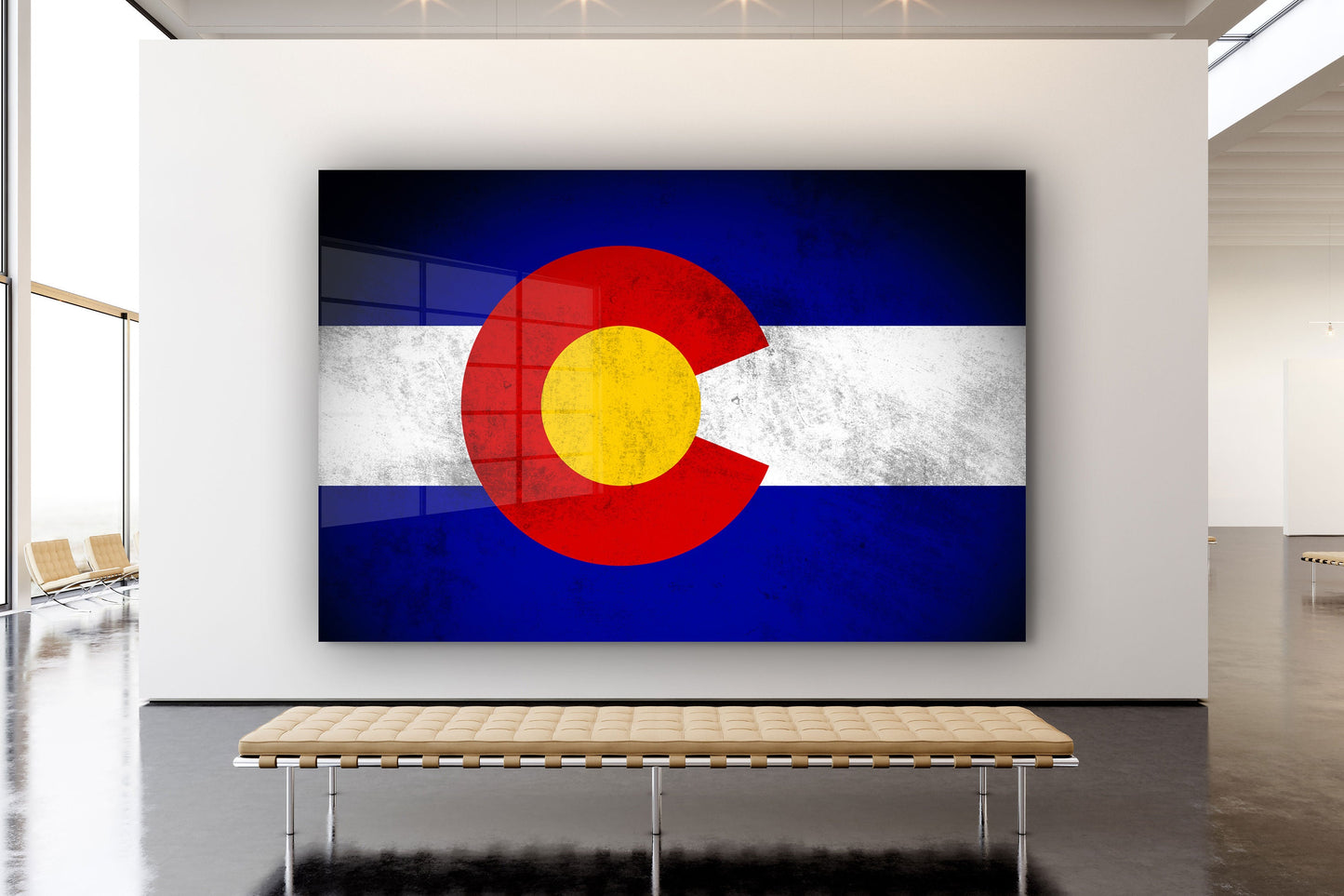 Colorado Grungy Flag, Large Glass Wall Art