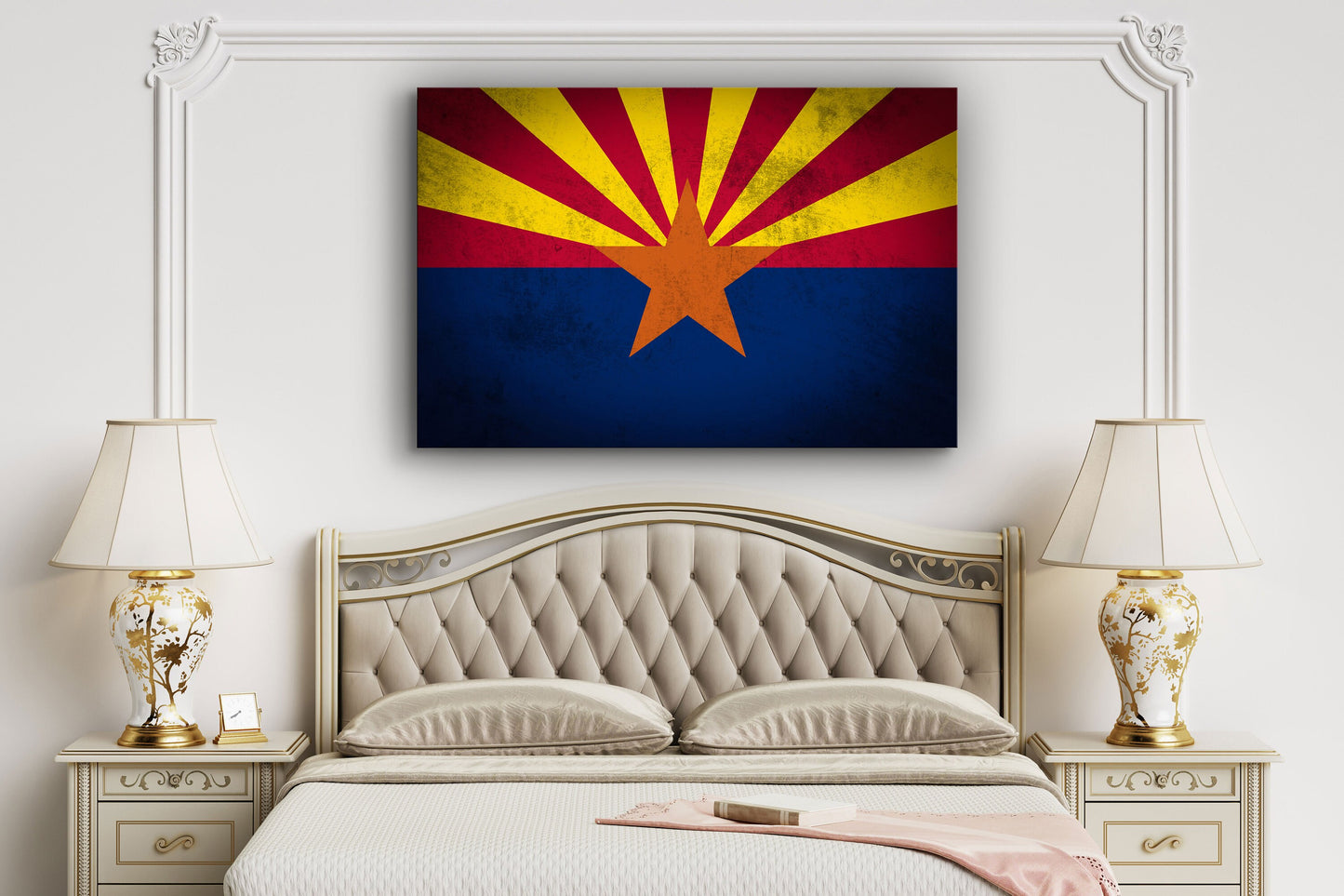 Arizona Grungy Flag, Large Glass Wall Art