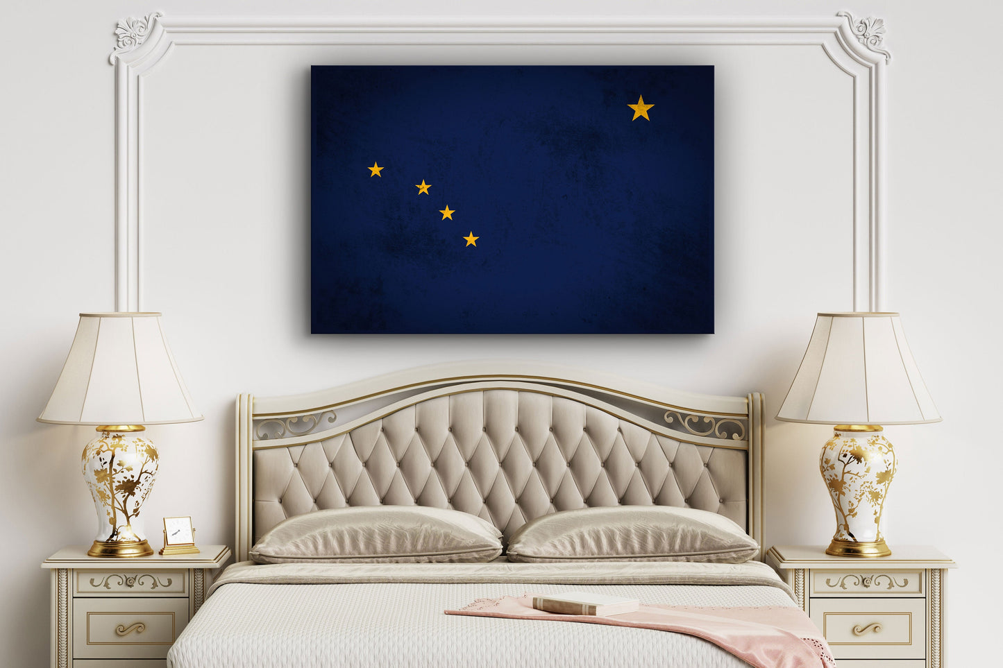 Alaska Grungy Flag, Large Glass Wall Art