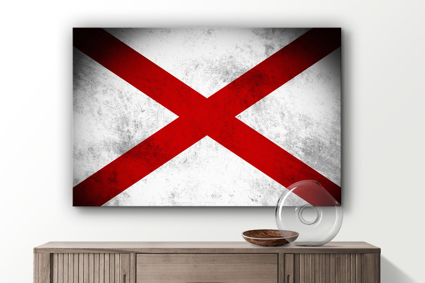 Alabama Grungy Flag, Large Glass Wall Art
