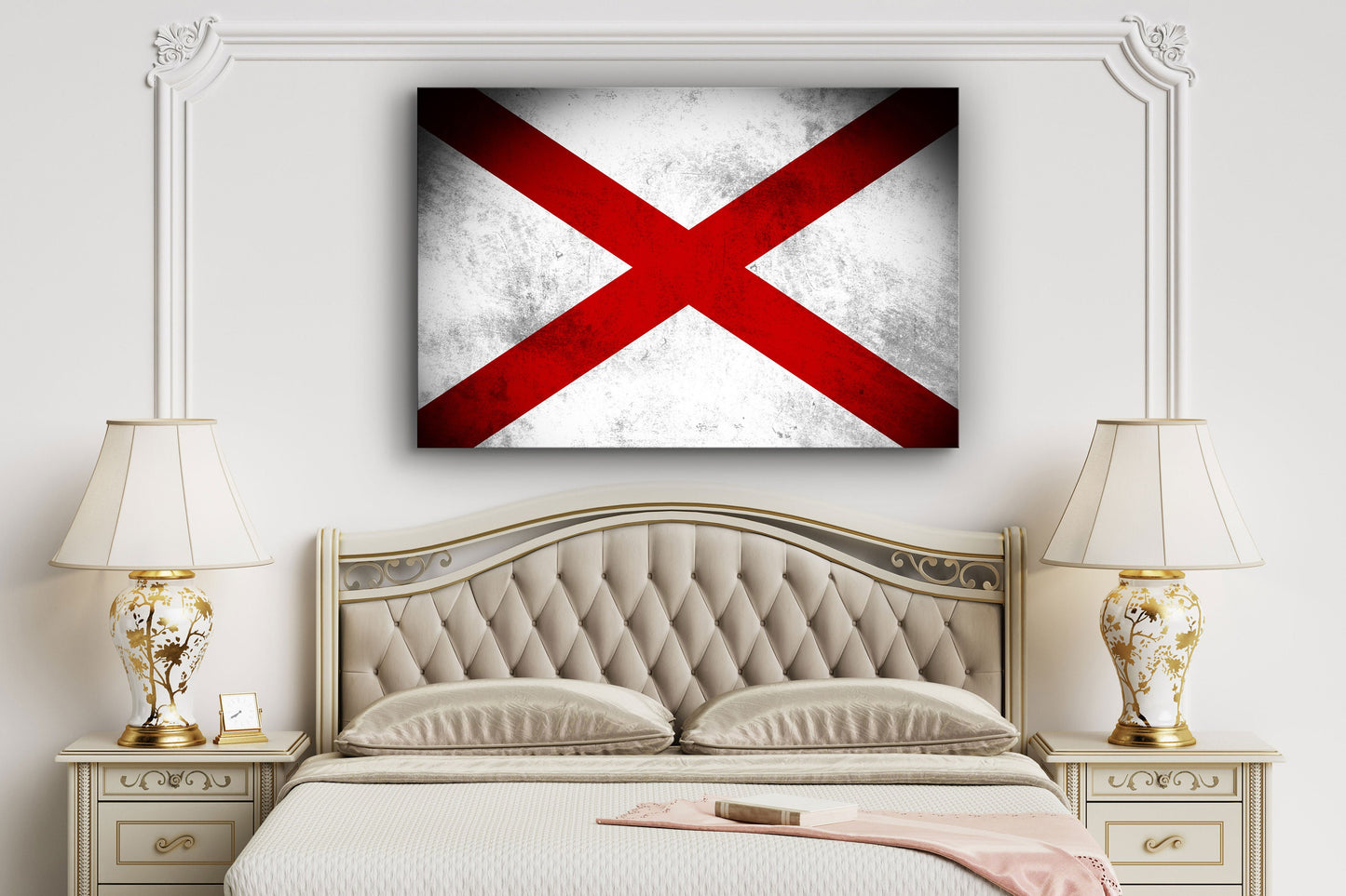 Alabama Grungy Flag, Large Glass Wall Art