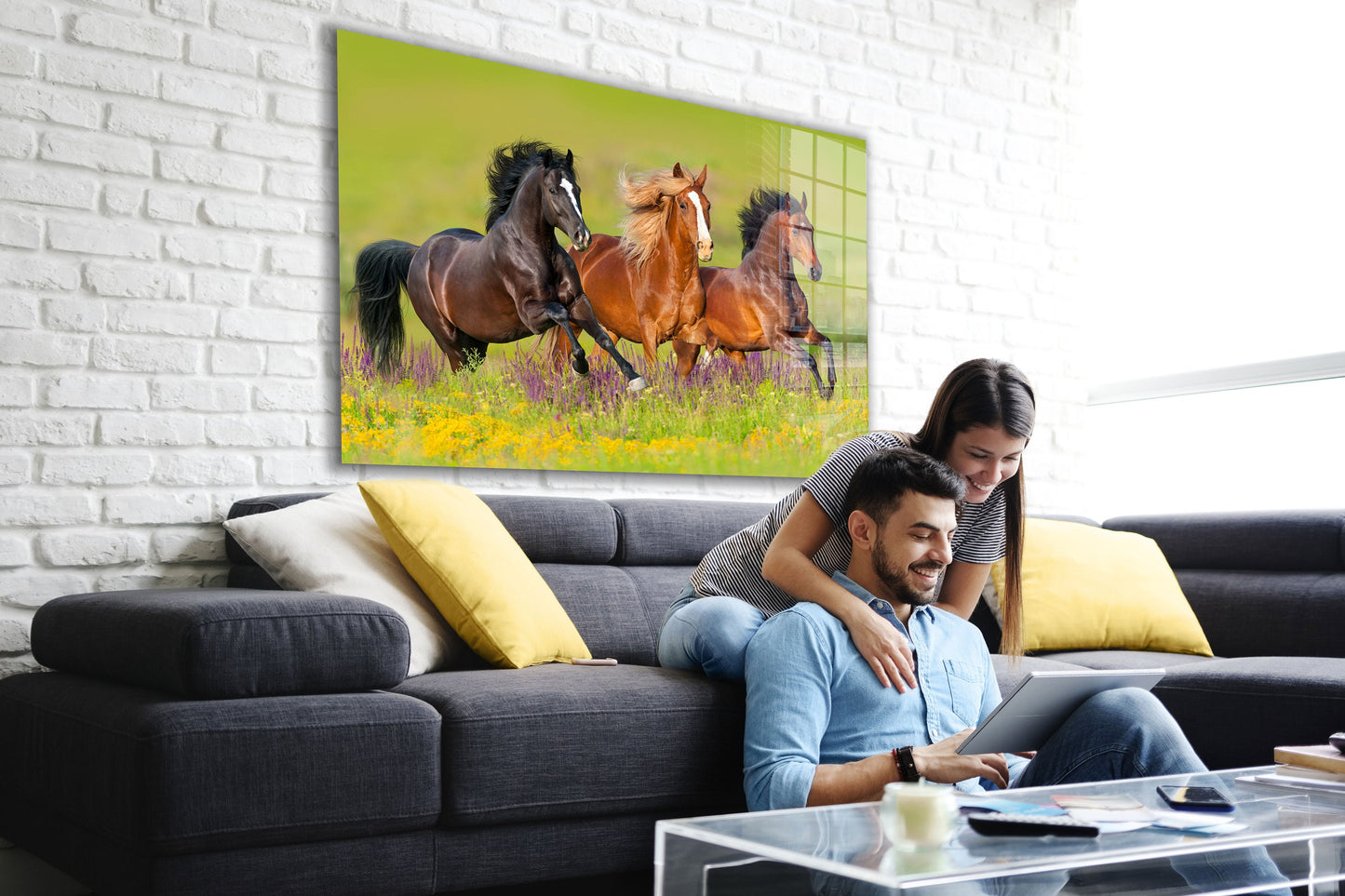 Horses, Large Glass Wall Art