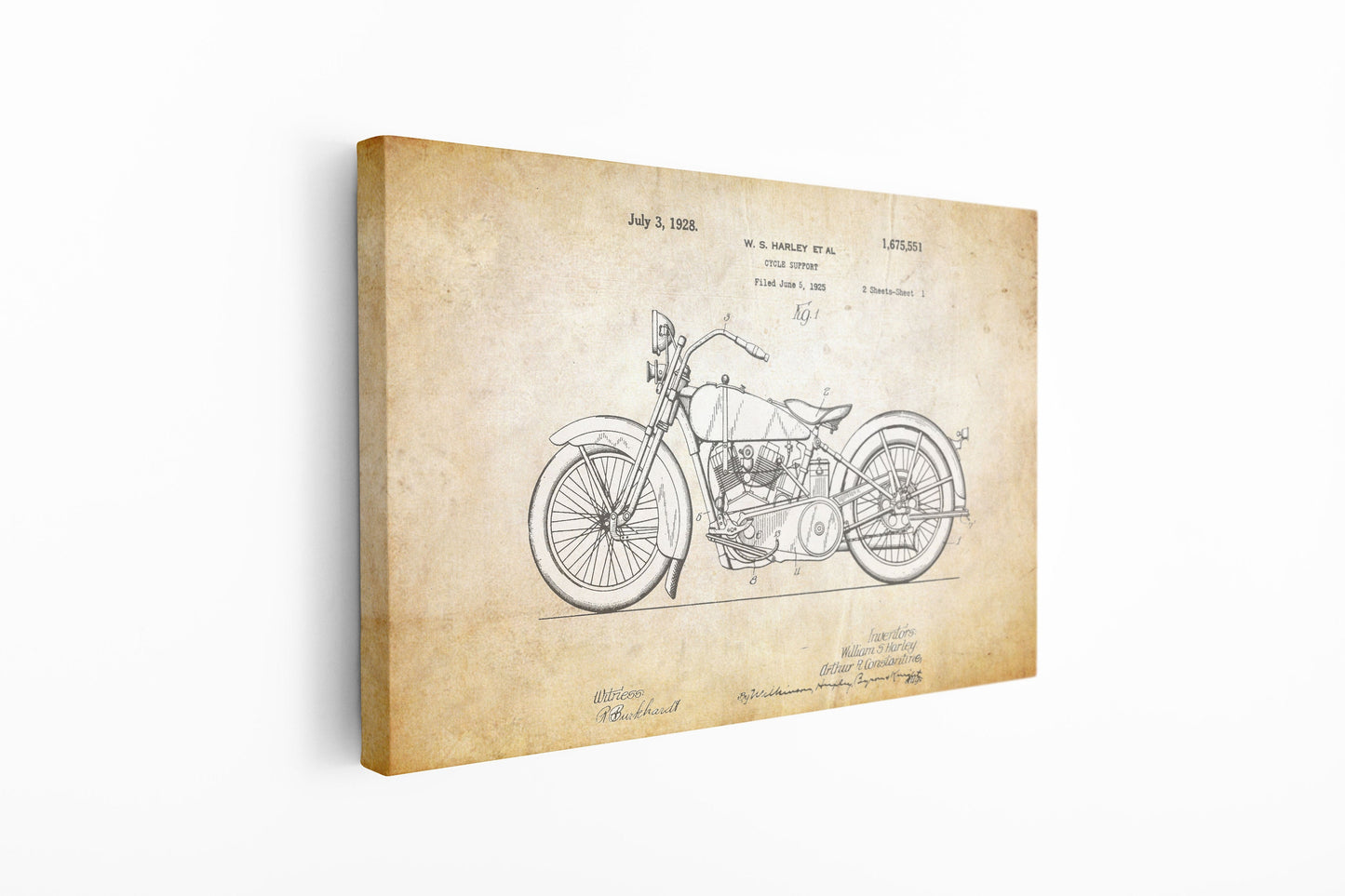 Motorcycle Patent, Large Glass Wall Art