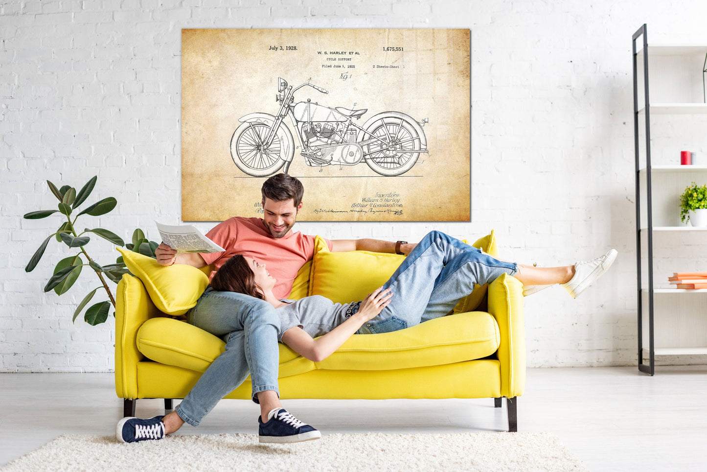 Motorcycle Patent, Large Glass Wall Art