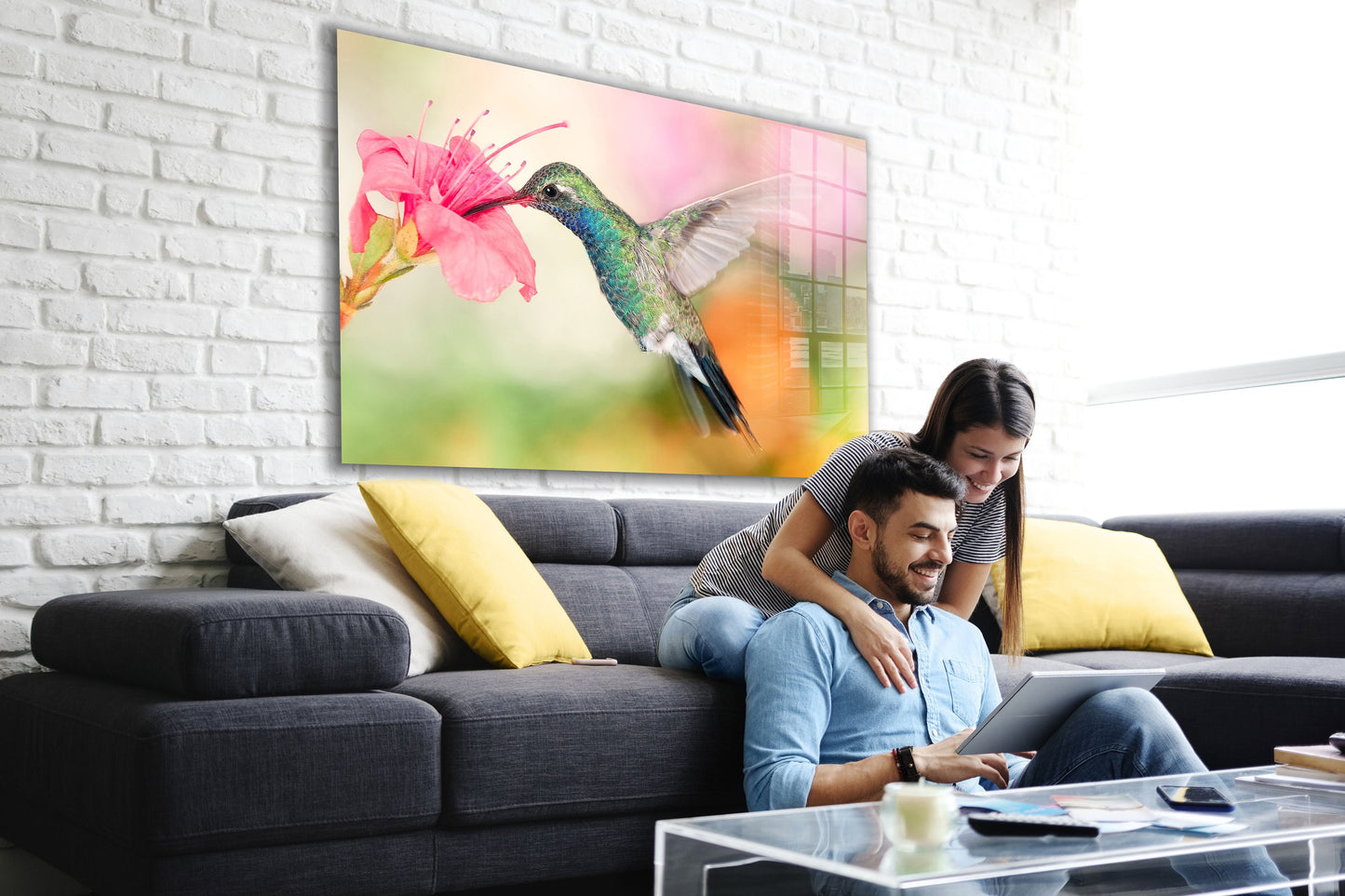 Beautiful Hummingbird, Large Glass Wall Art