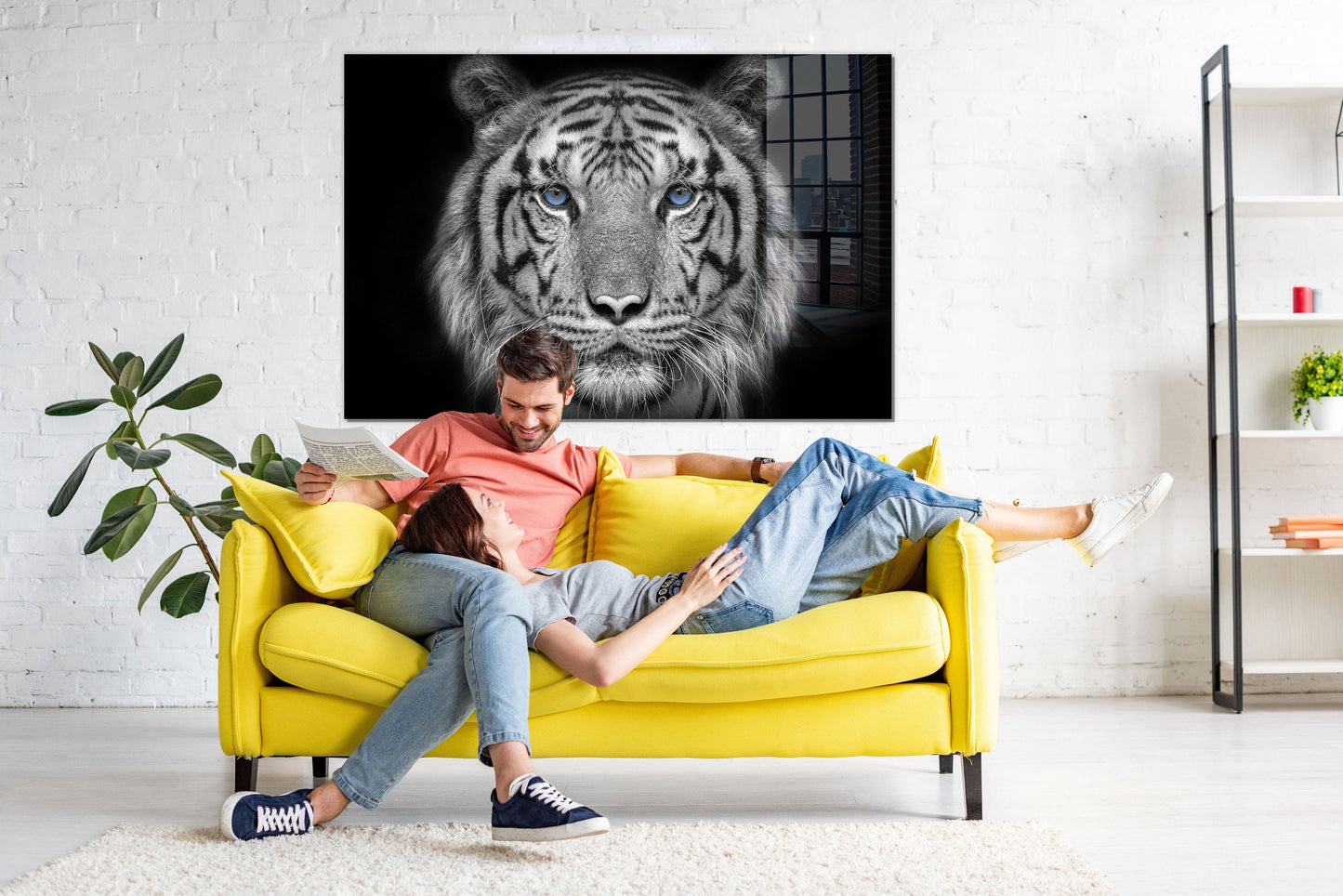 Blue Eye Tiger, Large Glass Wall Art