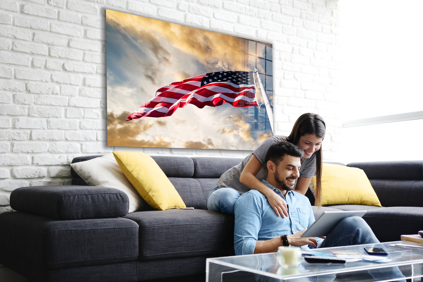 Flag of United States, Large Glass Wall Art
