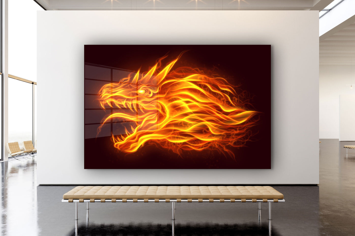 Fire Dragon, Large Glass Wall Art