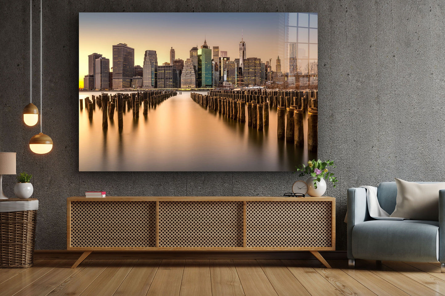 New York City View Large Glass Wall Art