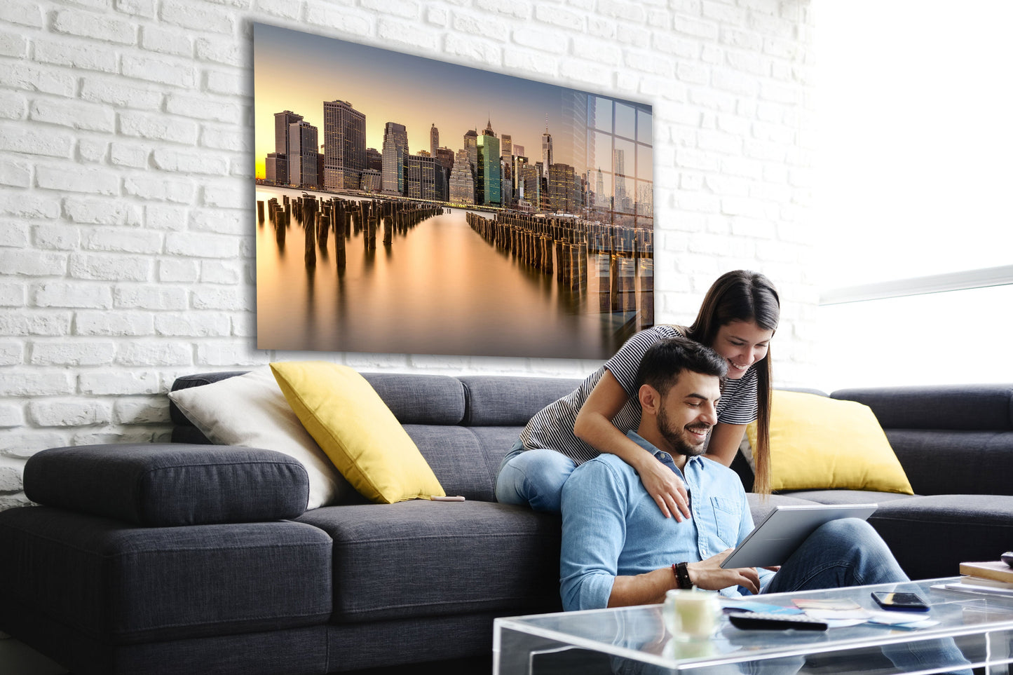 New York City View Large Glass Wall Art