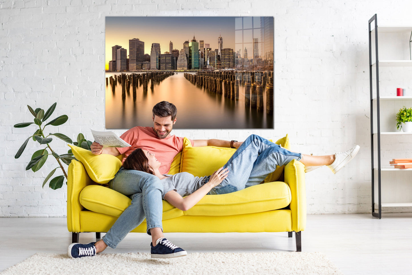 New York City View Large Glass Wall Art