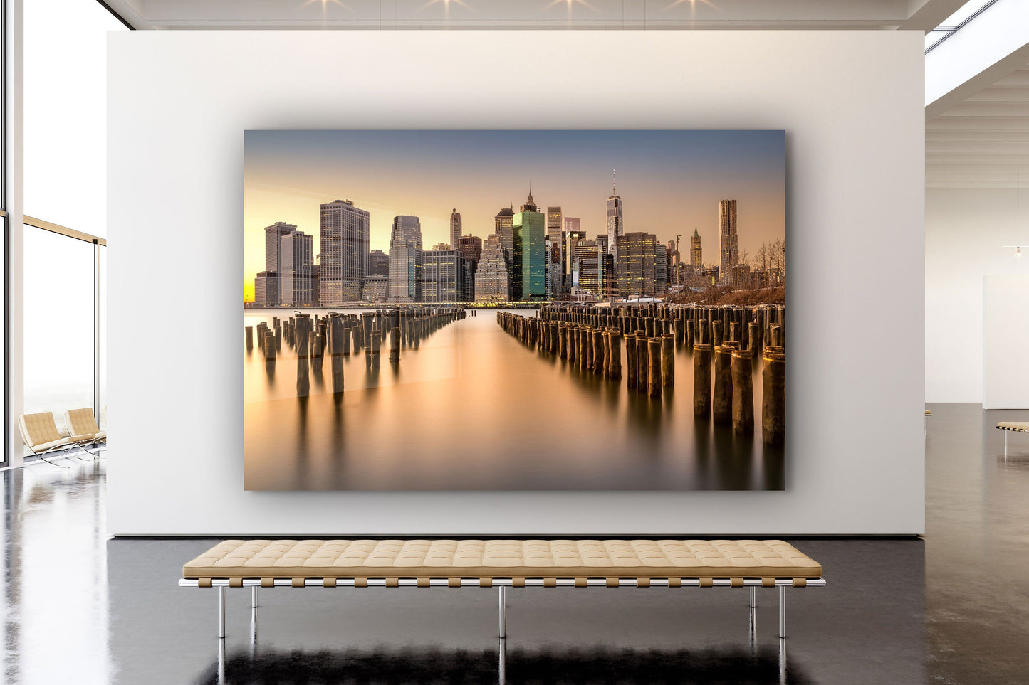 New York City View Large Glass Wall Art