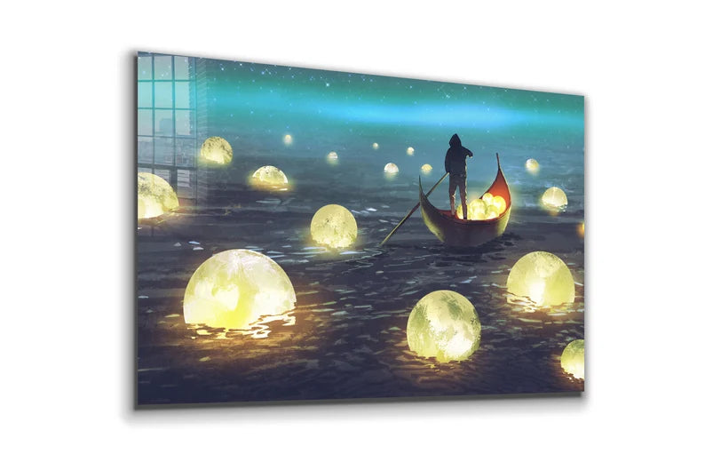 Moon Gatherer, River of Moons Large Glass Wall Art