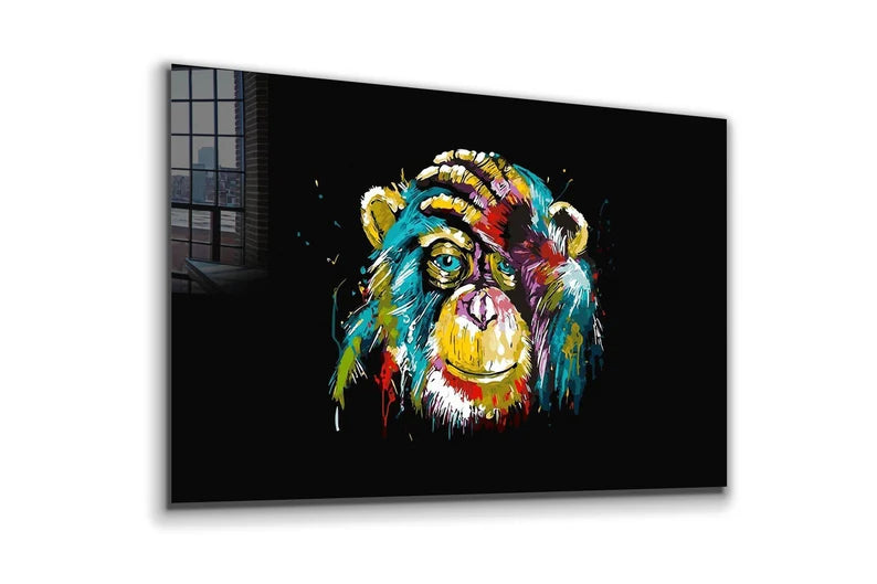 Abstract Monkey Large Glass Wall Art