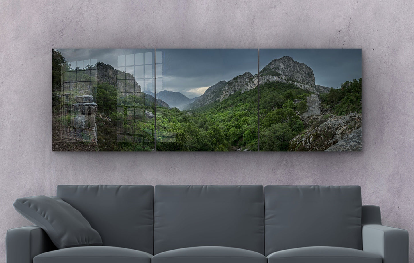 Ruins in Forest Large Glass Wall Art