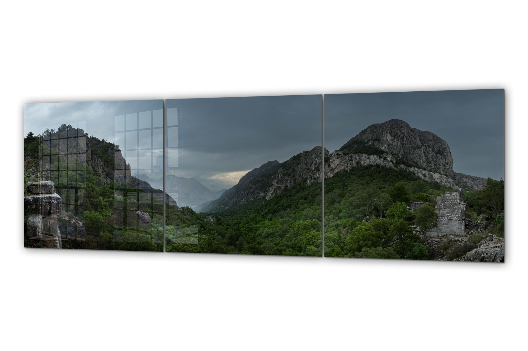 Ruins in Forest Large Glass Wall Art