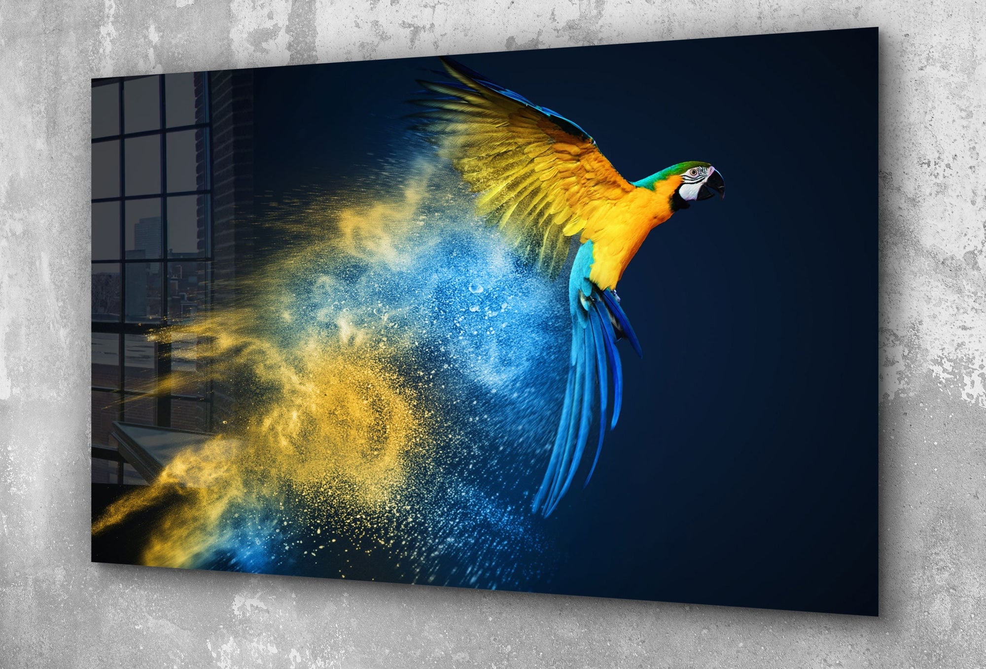 Parrot, Colors of Dust Large Glass Wall Art