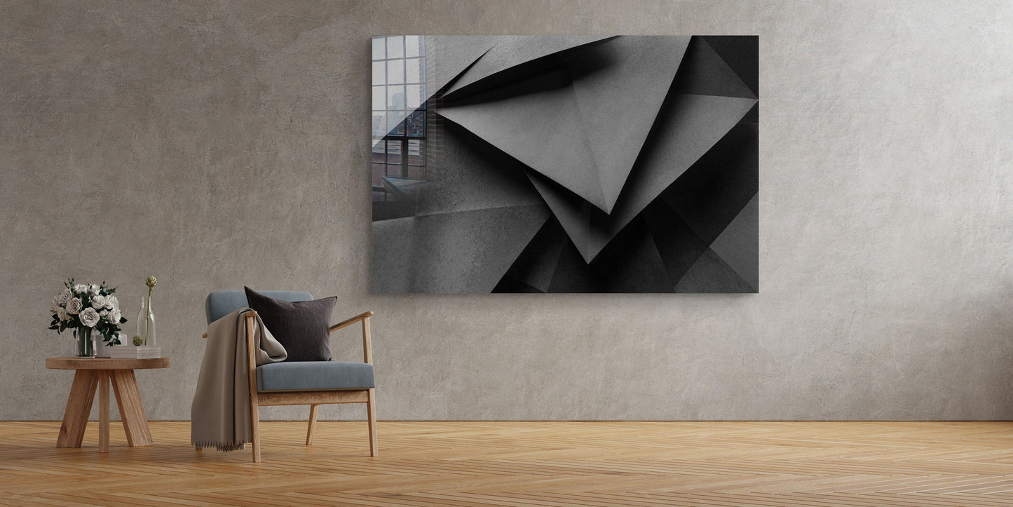 Abstract Black Paper, Large Glass Wall Art