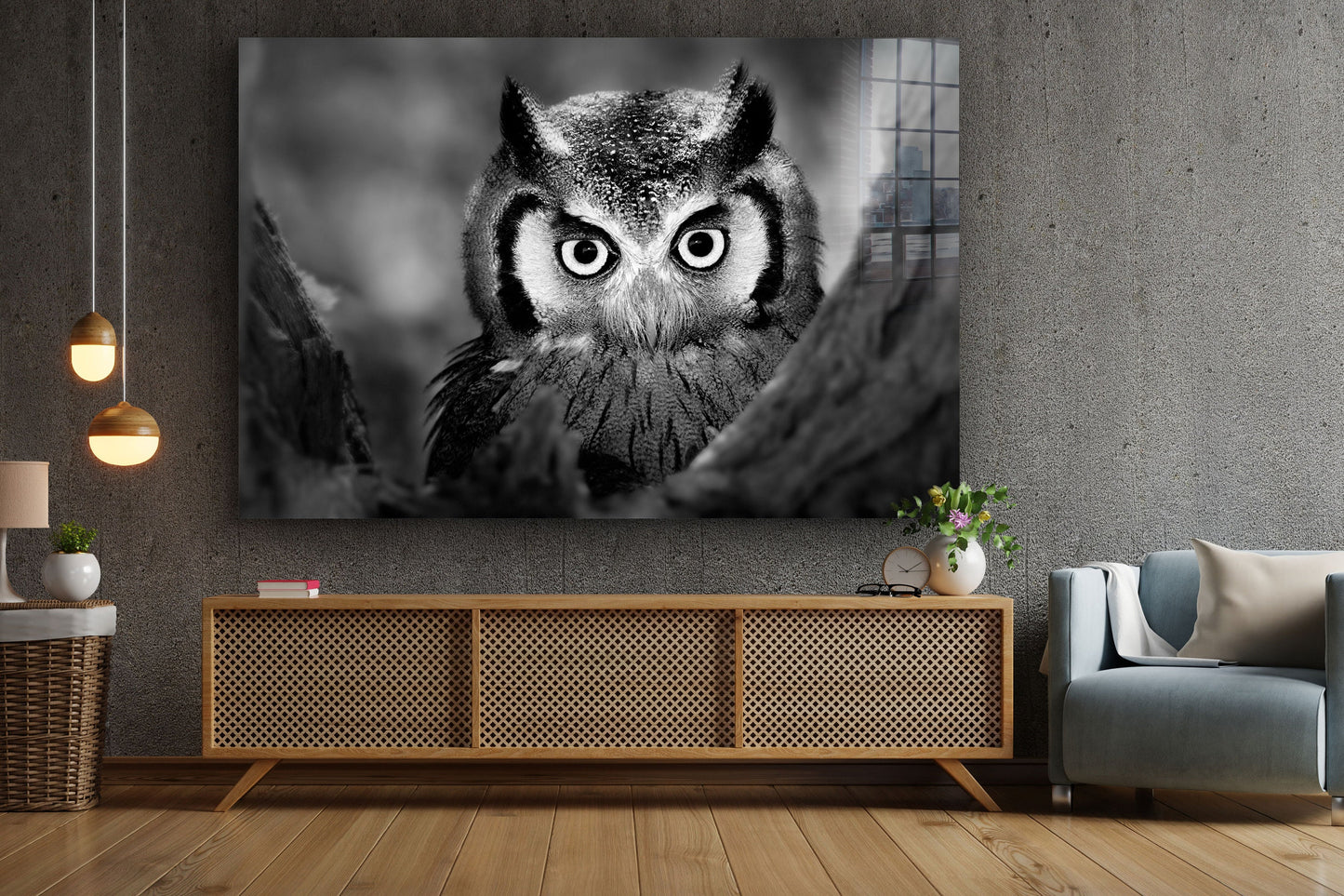 Owl, Large Glass Wall Art