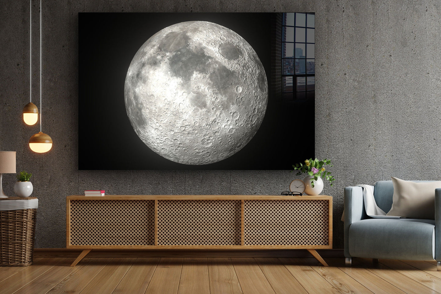 Full Moon, Large Glass Wall Art