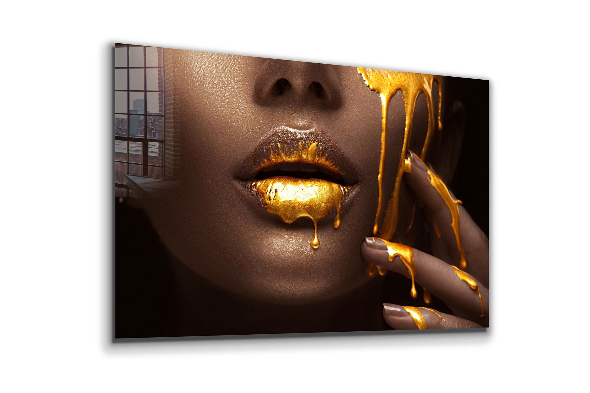 Golden Make-Up, Large Glass Wall Art